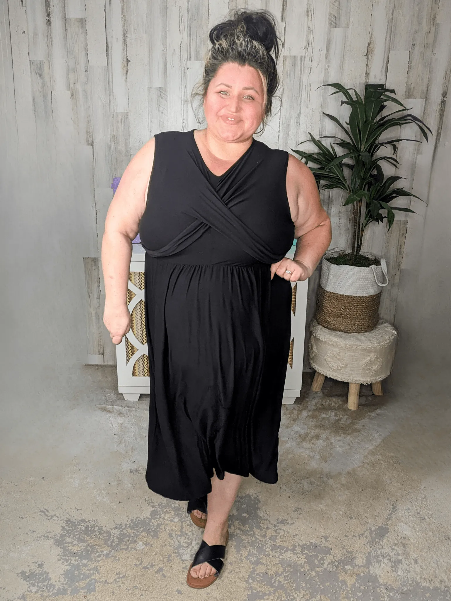 SALE- Cora Classic Cross-Over Bodice Midi Dress