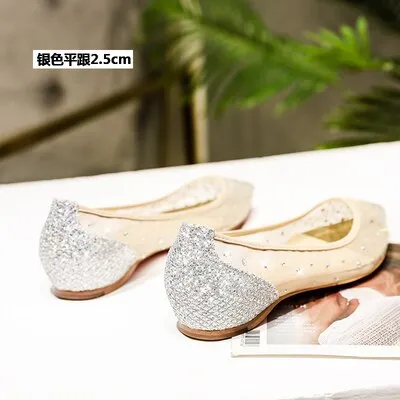 Sequin Pointed High Heels Women's Stiletto Lace