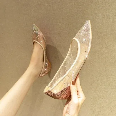 Sequin Pointed High Heels Women's Stiletto Lace