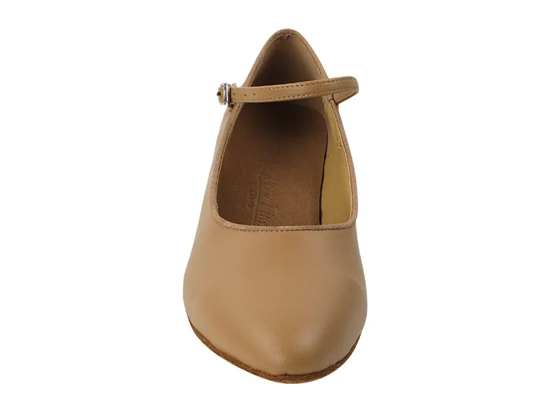 SERA5522 Beige Brown Leather Cuban Heel