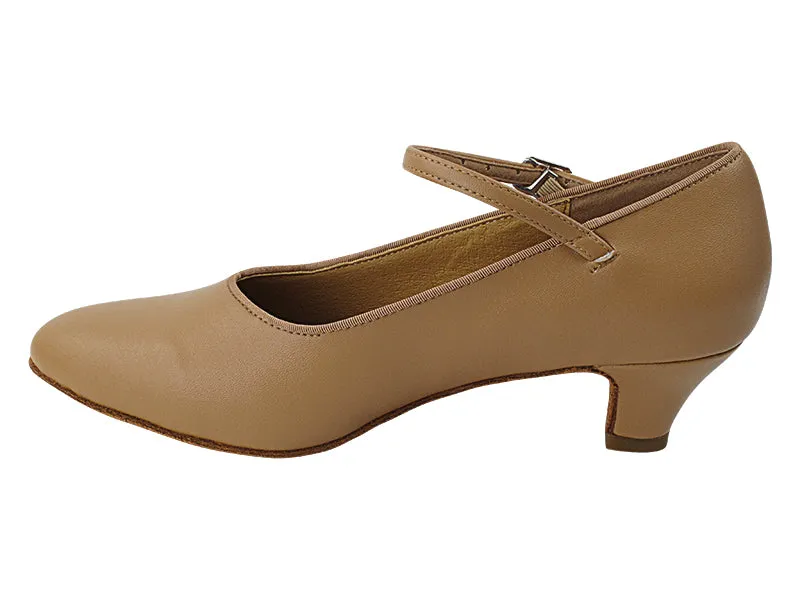 SERA5522 Beige Brown Leather Cuban Heel