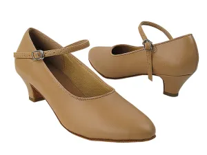 SERA5522 Beige Brown Leather Cuban Heel