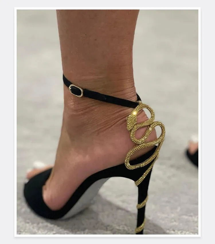 Serpentine  Black Stiletto Heels