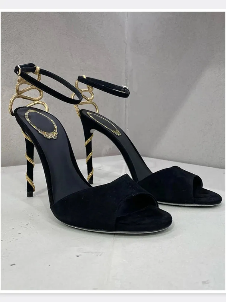 Serpentine  Black Stiletto Heels