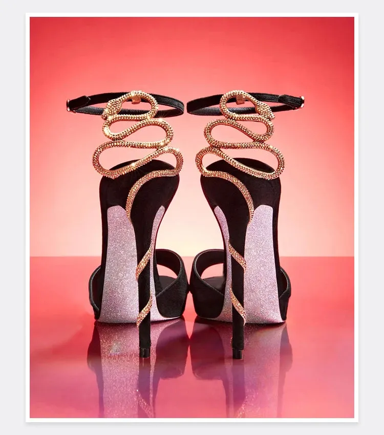 Serpentine  Black Stiletto Heels