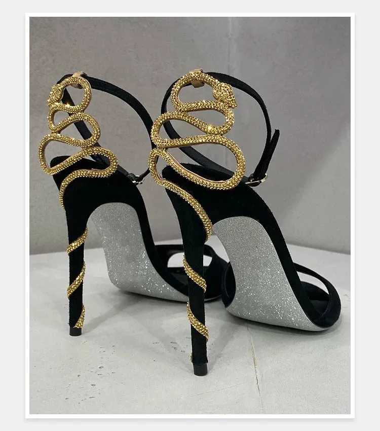 Serpentine  Black Stiletto Heels