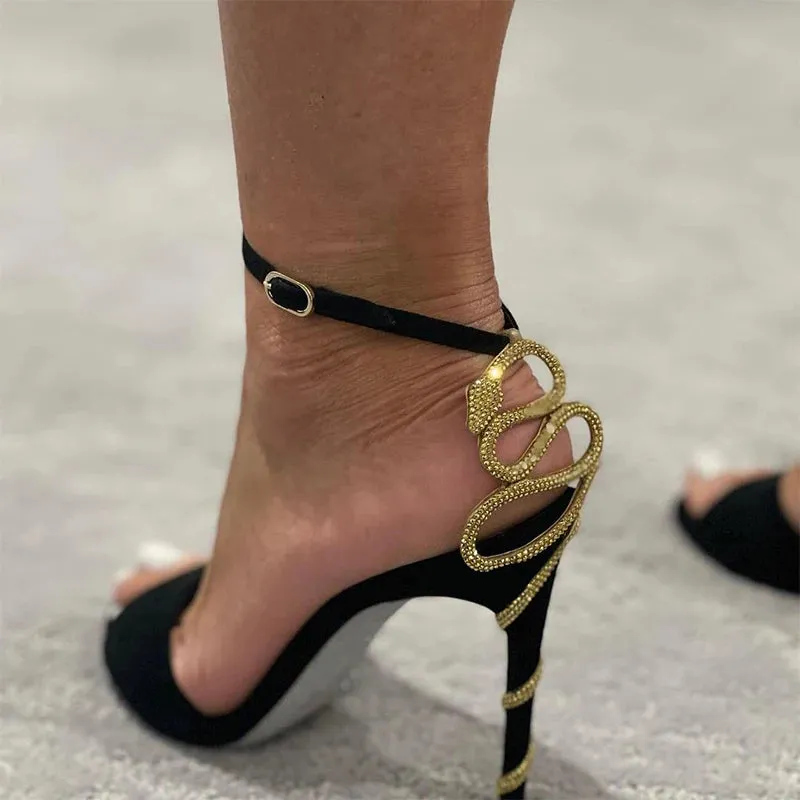 Serpentine  Black Stiletto Heels
