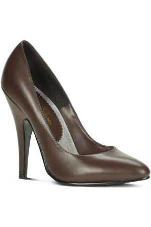Sexy-4211 Vintage High Heel Pump | Brown Faux Leather