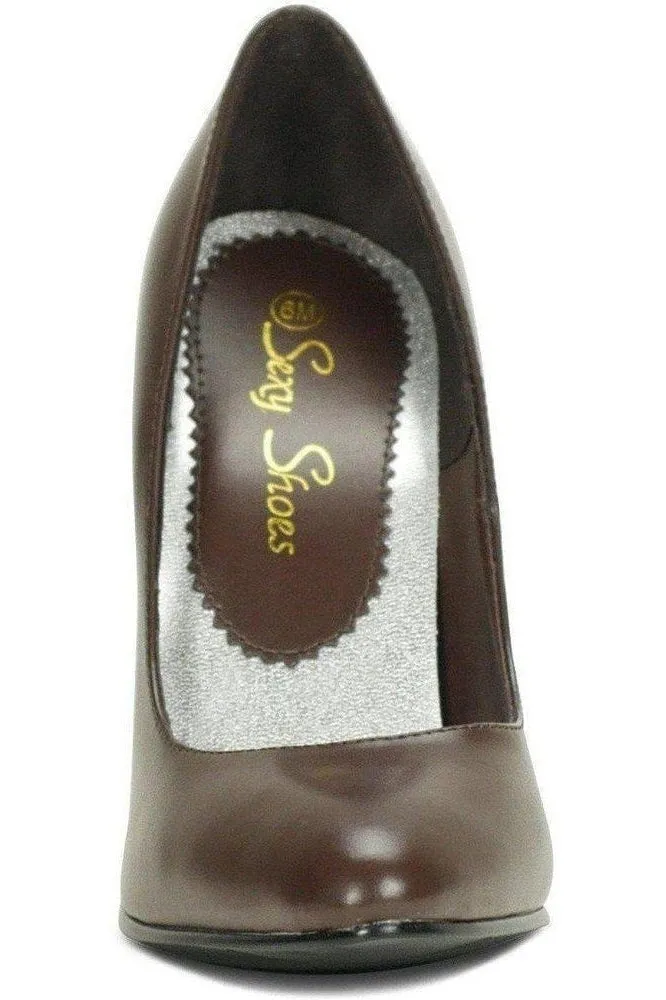 Sexy-4211 Vintage High Heel Pump | Brown Faux Leather