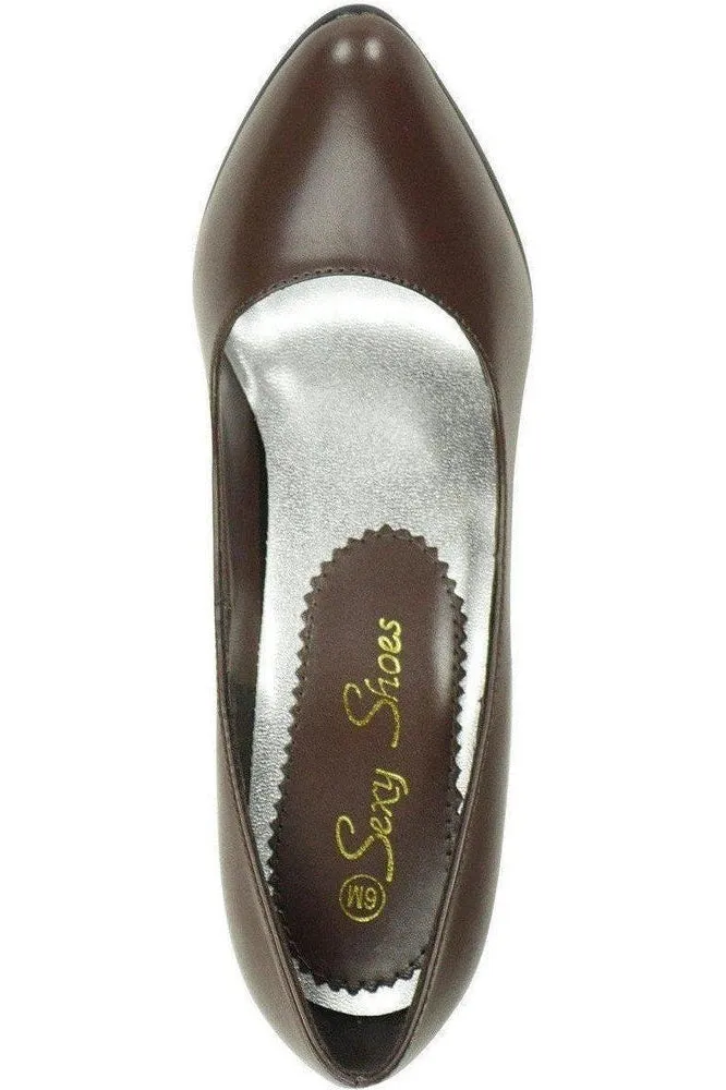Sexy-4211 Vintage High Heel Pump | Brown Faux Leather