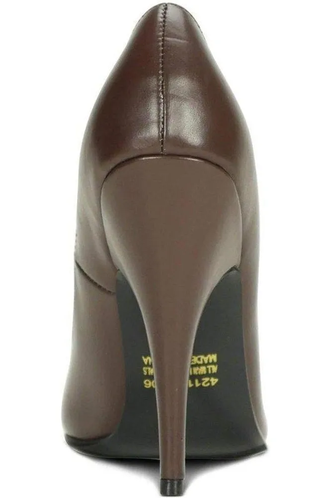 Sexy-4211 Vintage High Heel Pump | Brown Faux Leather