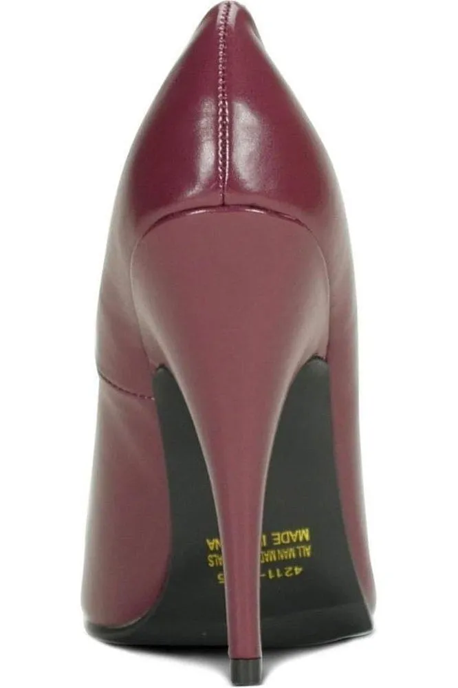 Sexy-4211 Vintage High Heel Pump | Wine Faux Leather