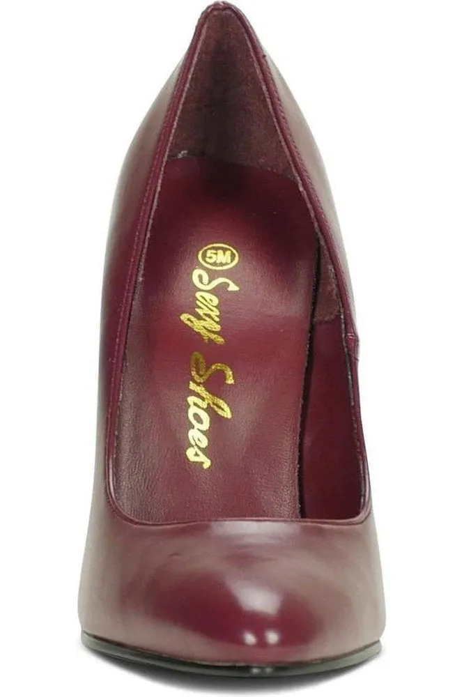 Sexy-4211 Vintage High Heel Pump | Wine Faux Leather