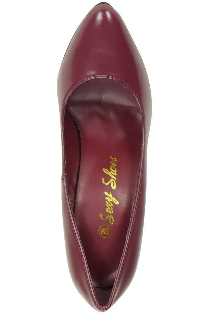Sexy-4211 Vintage High Heel Pump | Wine Faux Leather