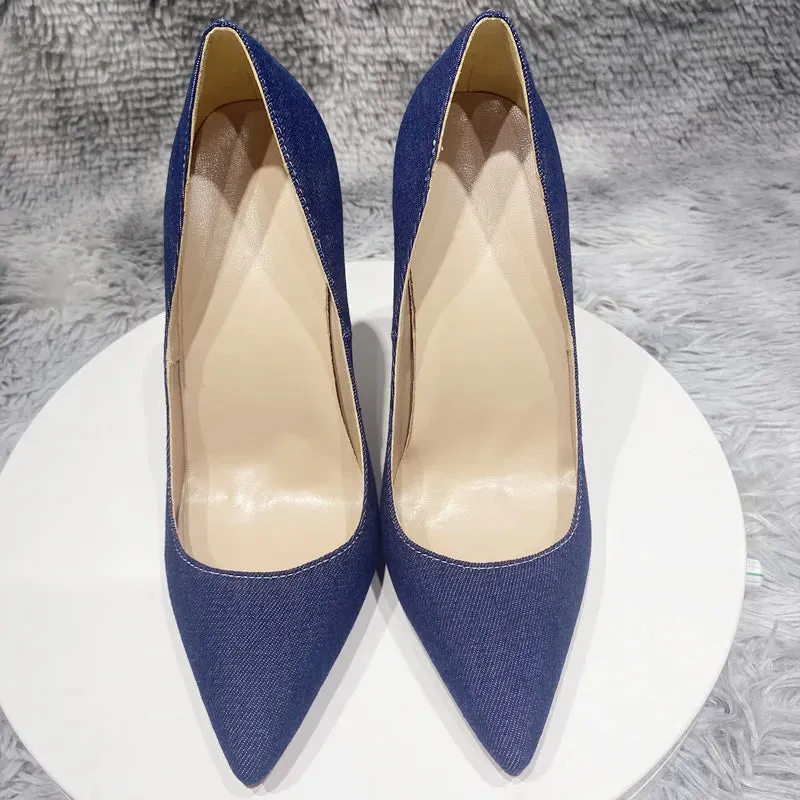 sexy fabric  Denim color matching high heels