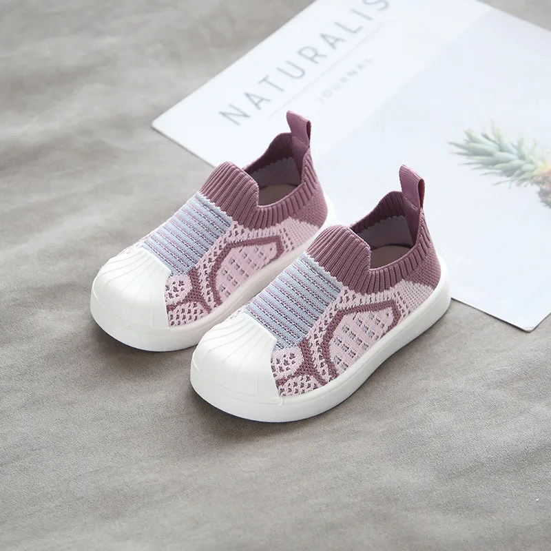 Shell-toe Single Shoes Flying Woven Children's Shoes Soft Sole