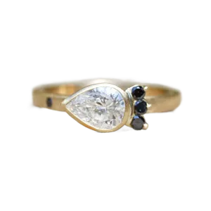 Sideways Pear Shape Raw Diamond Engagement Ring