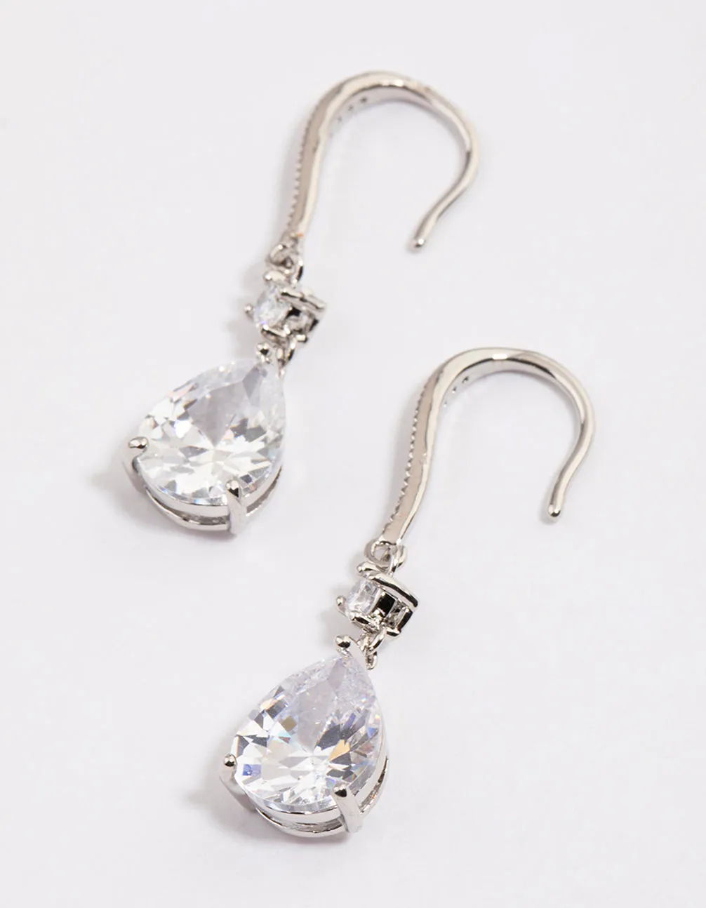 Silver Pear Cubic Zirconia Earrings