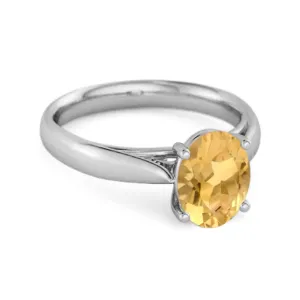 Single Stone 1.50 Ctw Citrine 925 Sterling Silver Stackable Ring