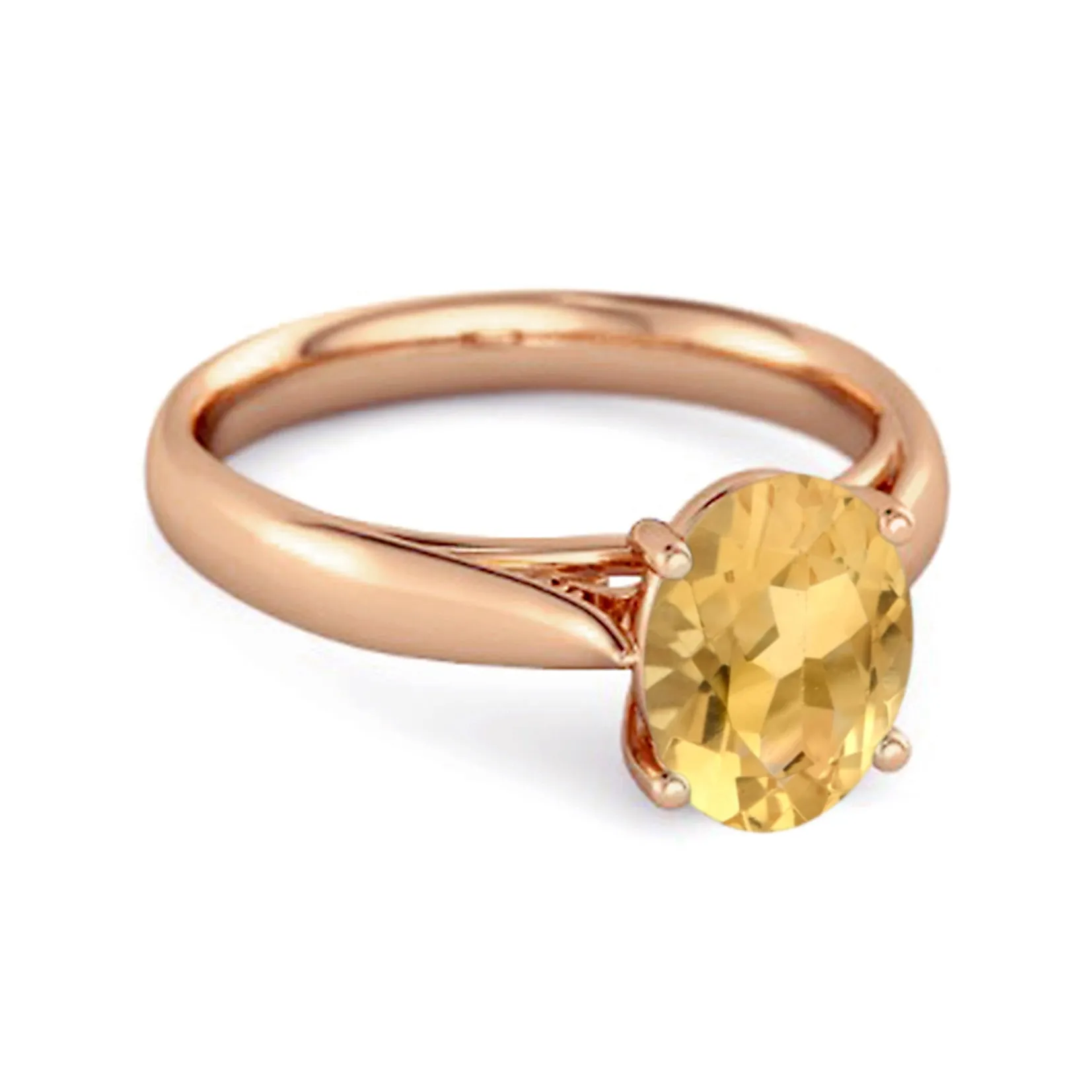 Single Stone 1.50 Ctw Citrine 925 Sterling Silver Stackable Ring