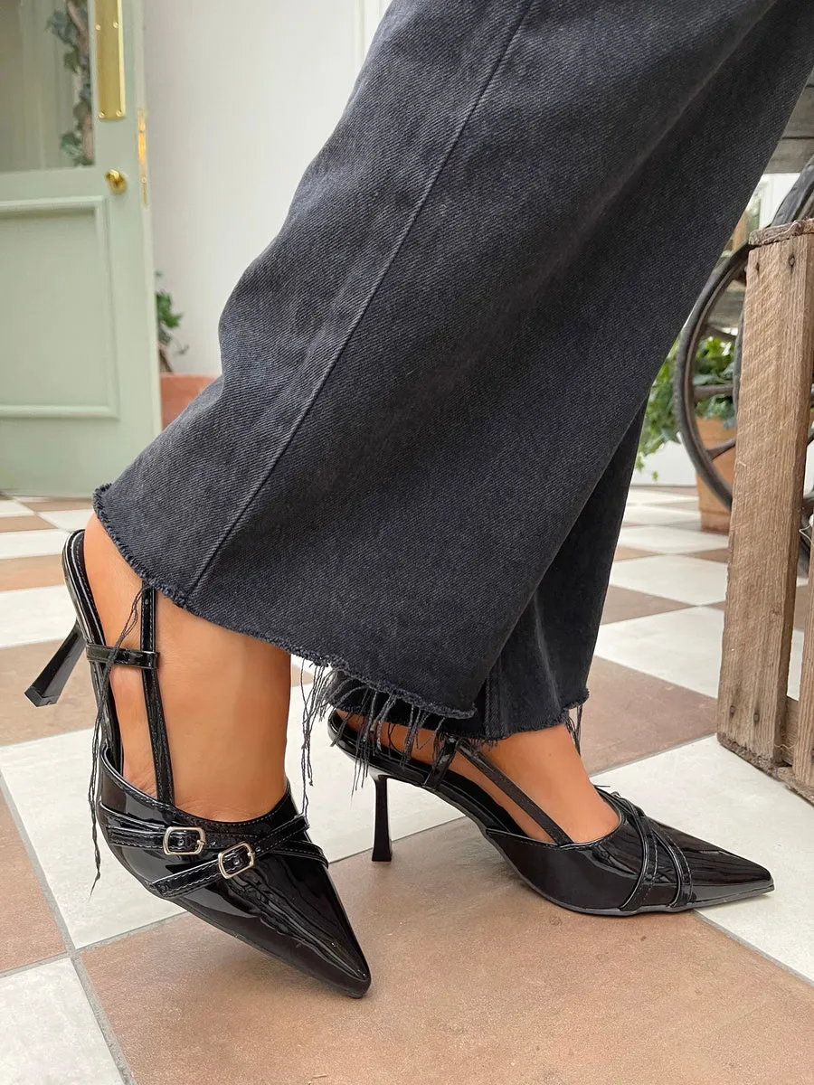 Slingback Strappy Buckle High Heels