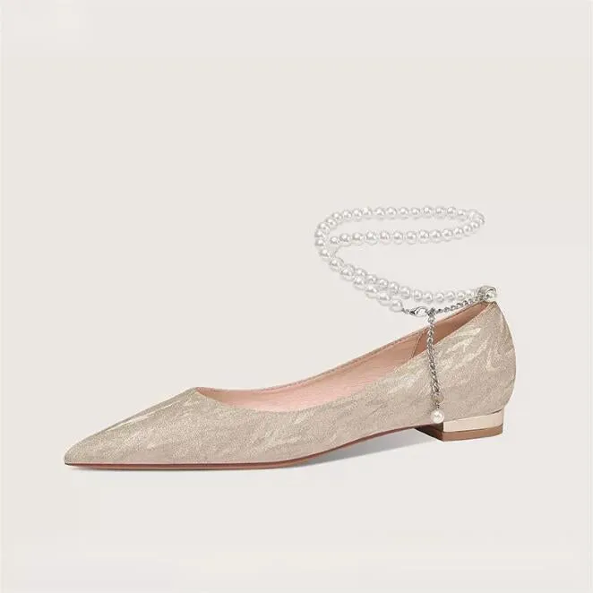 Small Feet Glitter Pearl Ankle Strap Pump Shoes MS353