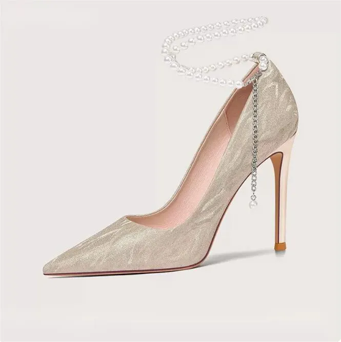 Small Feet Glitter Pearl Ankle Strap Pump Shoes MS353