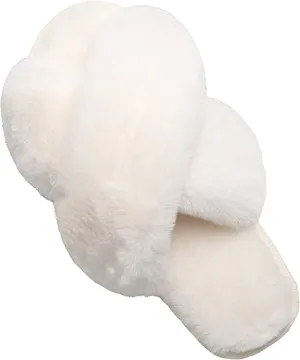 Soft Fur Slippers- Ivory