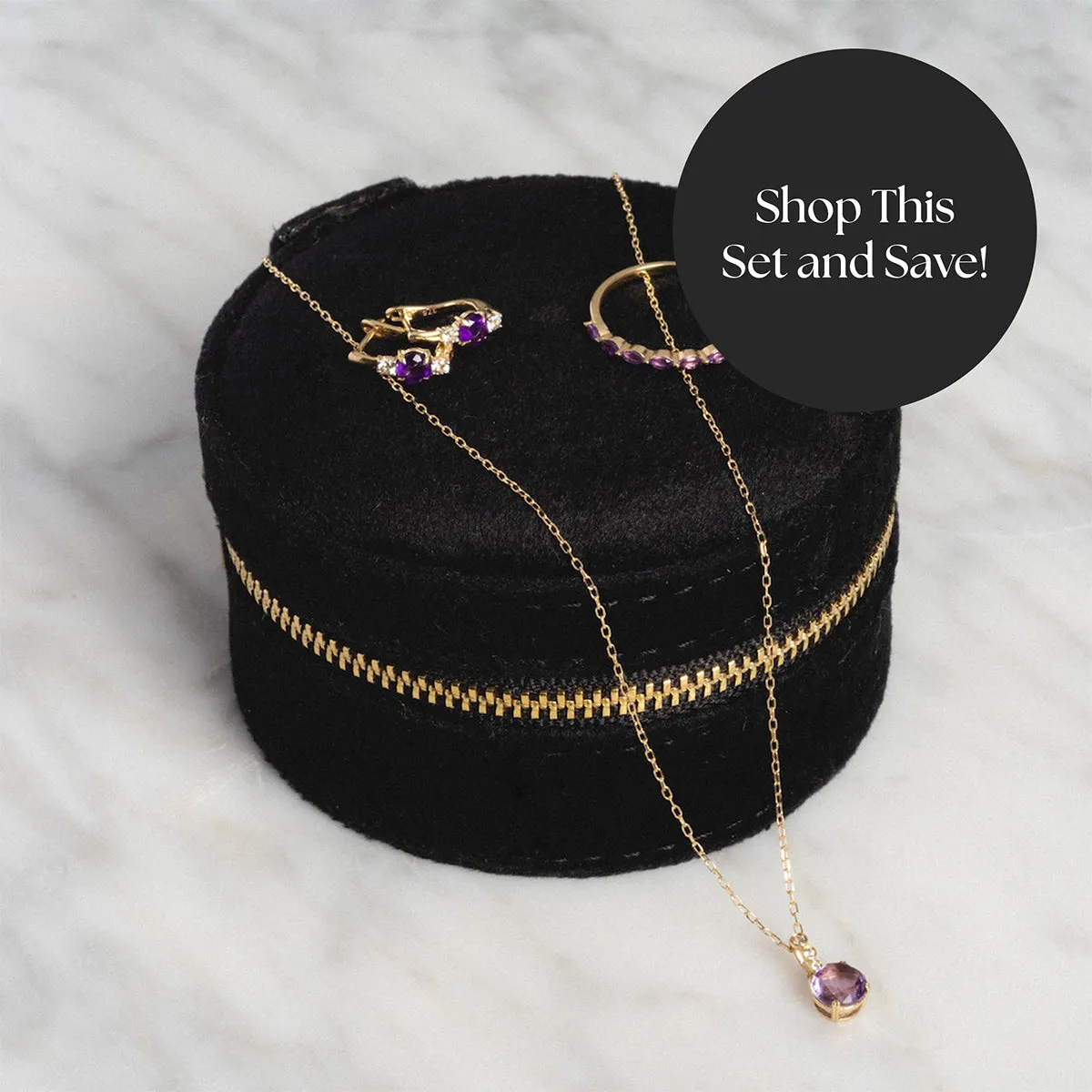 Solid Gold 2025 February Capsule Amethyst Stacking Set with Free Gift