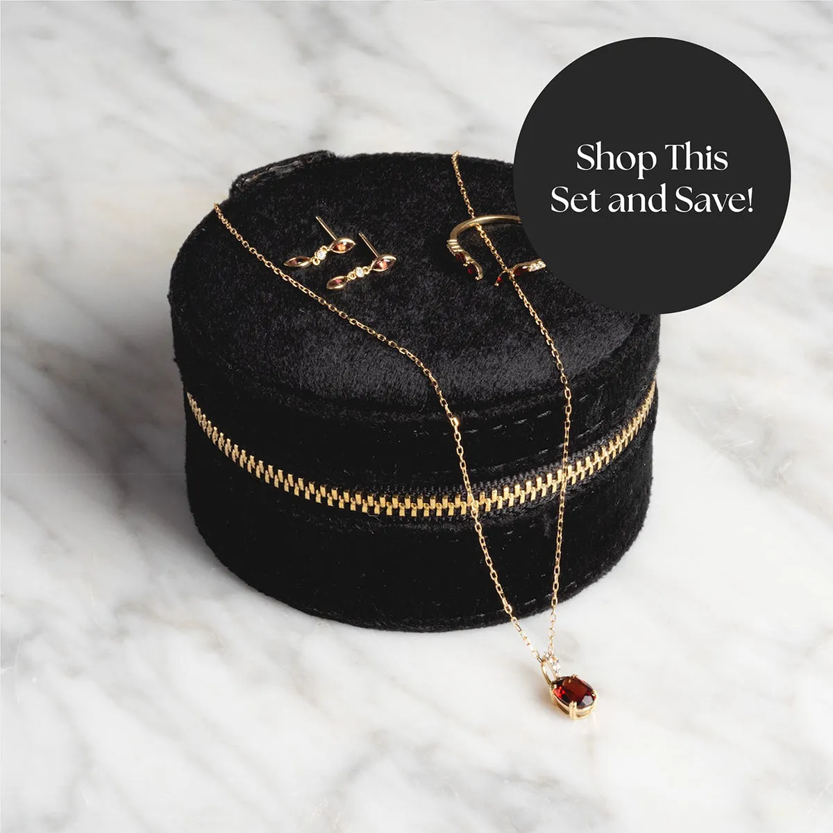 Solid Gold 2025 January Capsule Garnet Stacking Set with Free Gift