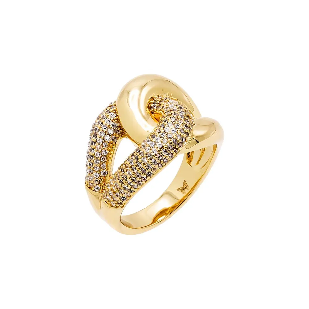 Solid/Pave Intertwined Ring