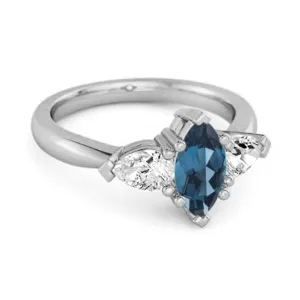 Solitaire 0.25 Ctw Marquise Cut London Blue Topaz 925 Sterling Silver Ring
