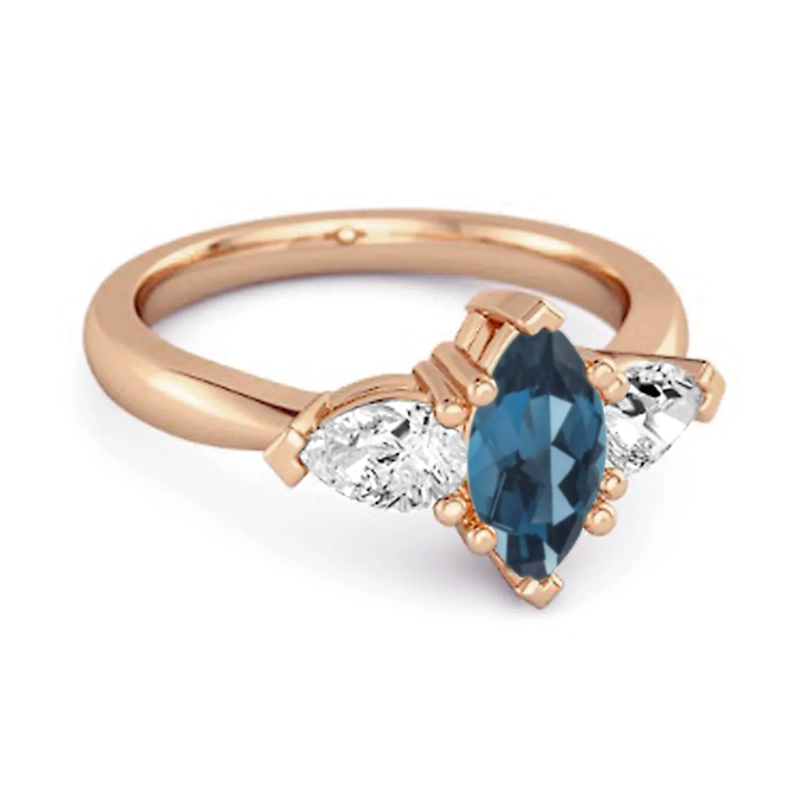 Solitaire 0.25 Ctw Marquise Cut London Blue Topaz 925 Sterling Silver Ring