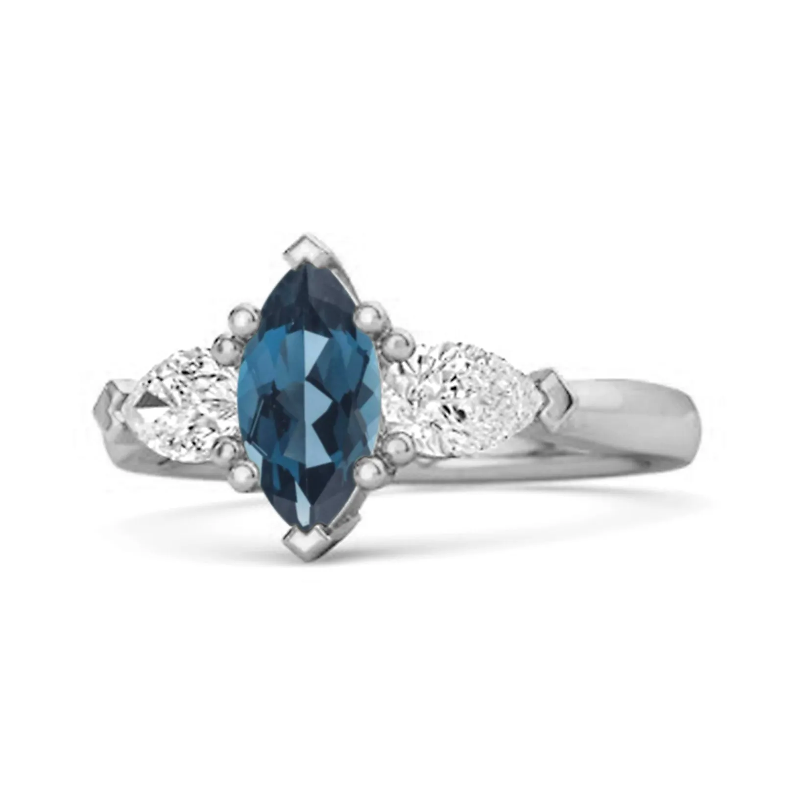 Solitaire 0.25 Ctw Marquise Cut London Blue Topaz 925 Sterling Silver Ring