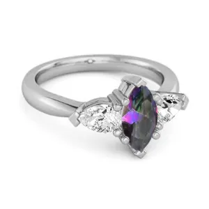 Solitaire 0.25 Ctw Marquise Cut Mystic Topaz 925 Sterling Silver Ring