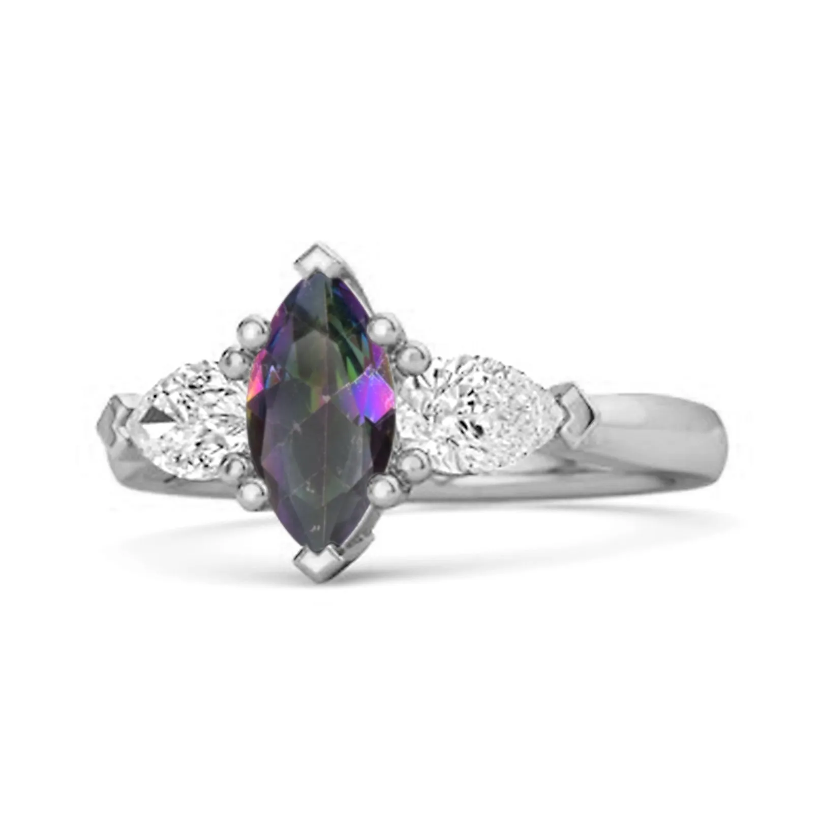 Solitaire 0.25 Ctw Marquise Cut Mystic Topaz 925 Sterling Silver Ring