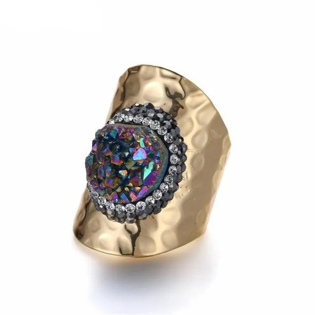 Sparkling Zircon Engagement Ring 14K Yellow Gold For Women  Jewelry
