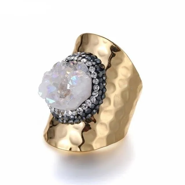 Sparkling Zircon Engagement Ring 14K Yellow Gold For Women  Jewelry