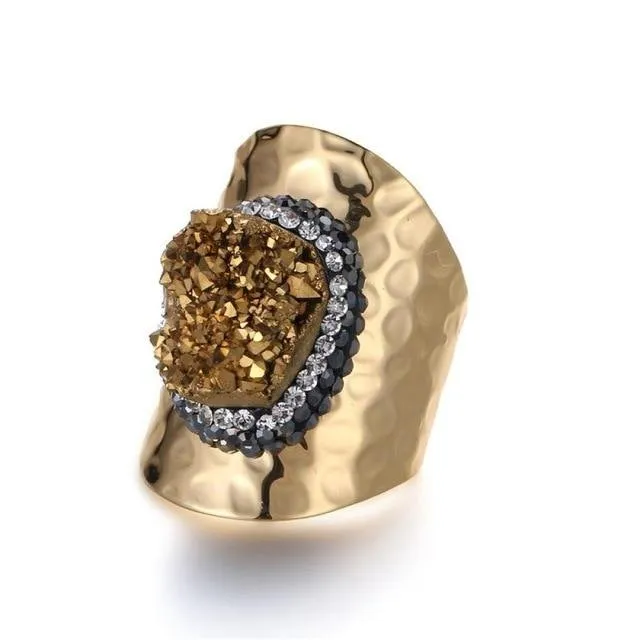 Sparkling Zircon Engagement Ring 14K Yellow Gold For Women  Jewelry
