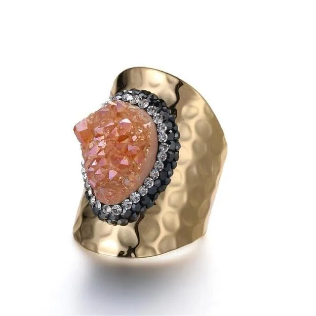 Sparkling Zircon Engagement Ring 14K Yellow Gold For Women  Jewelry