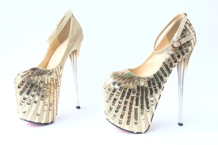Spring Super High-heeled Shoes Sequins Sexy Wedding Shoes Hate Sky High Women's Shoes