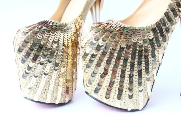 Spring Super High-heeled Shoes Sequins Sexy Wedding Shoes Hate Sky High Women's Shoes