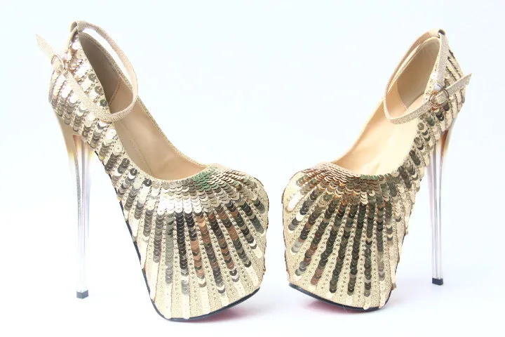 Spring Super High-heeled Shoes Sequins Sexy Wedding Shoes Hate Sky High Women's Shoes
