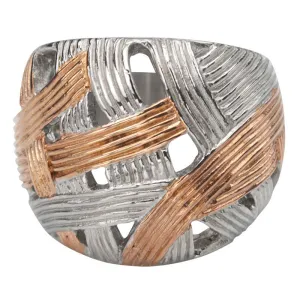 Stainless Steel Rose Gold Woven Dome Ring