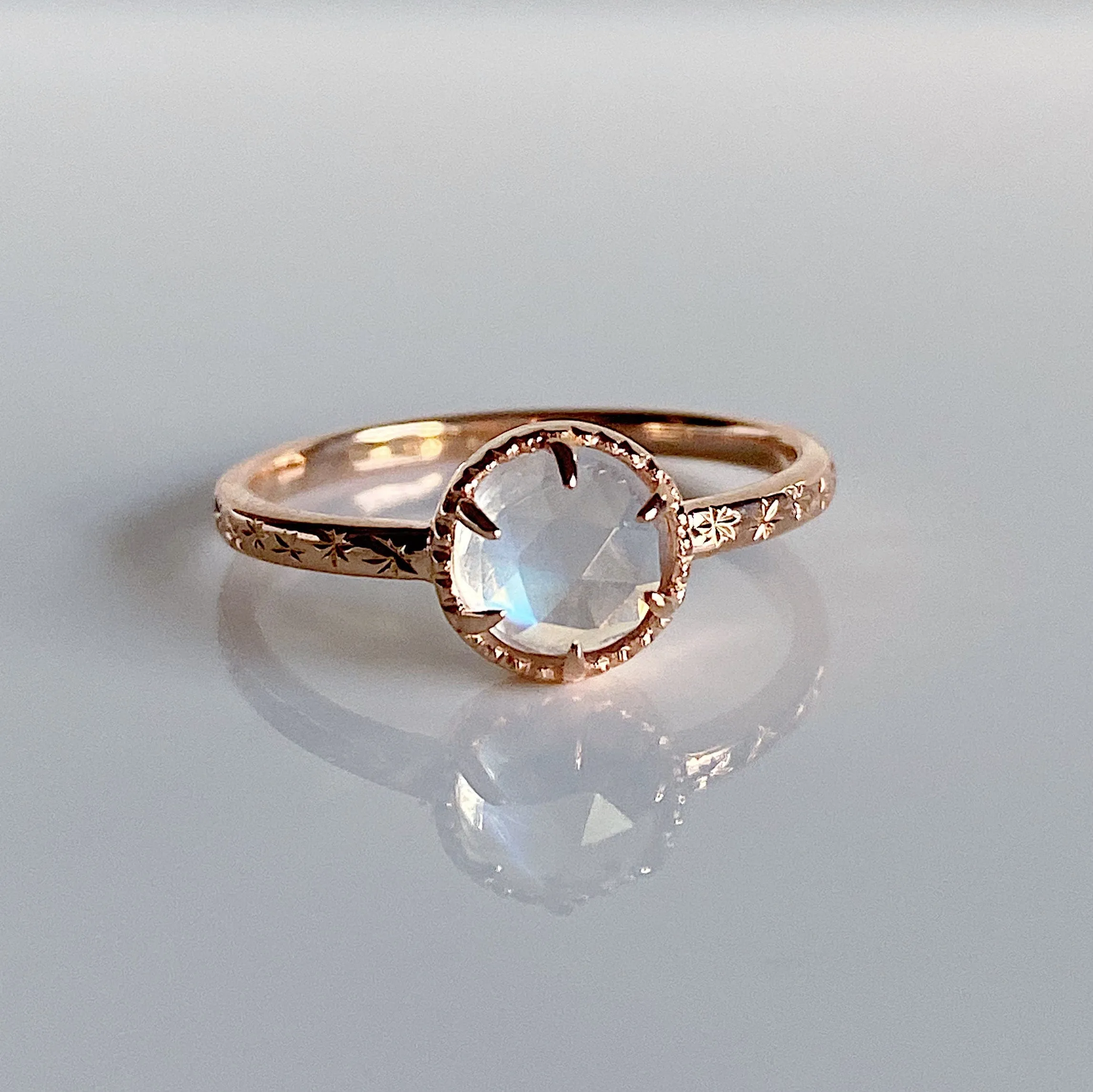 Starry Night Rosecut Moonstone Ring