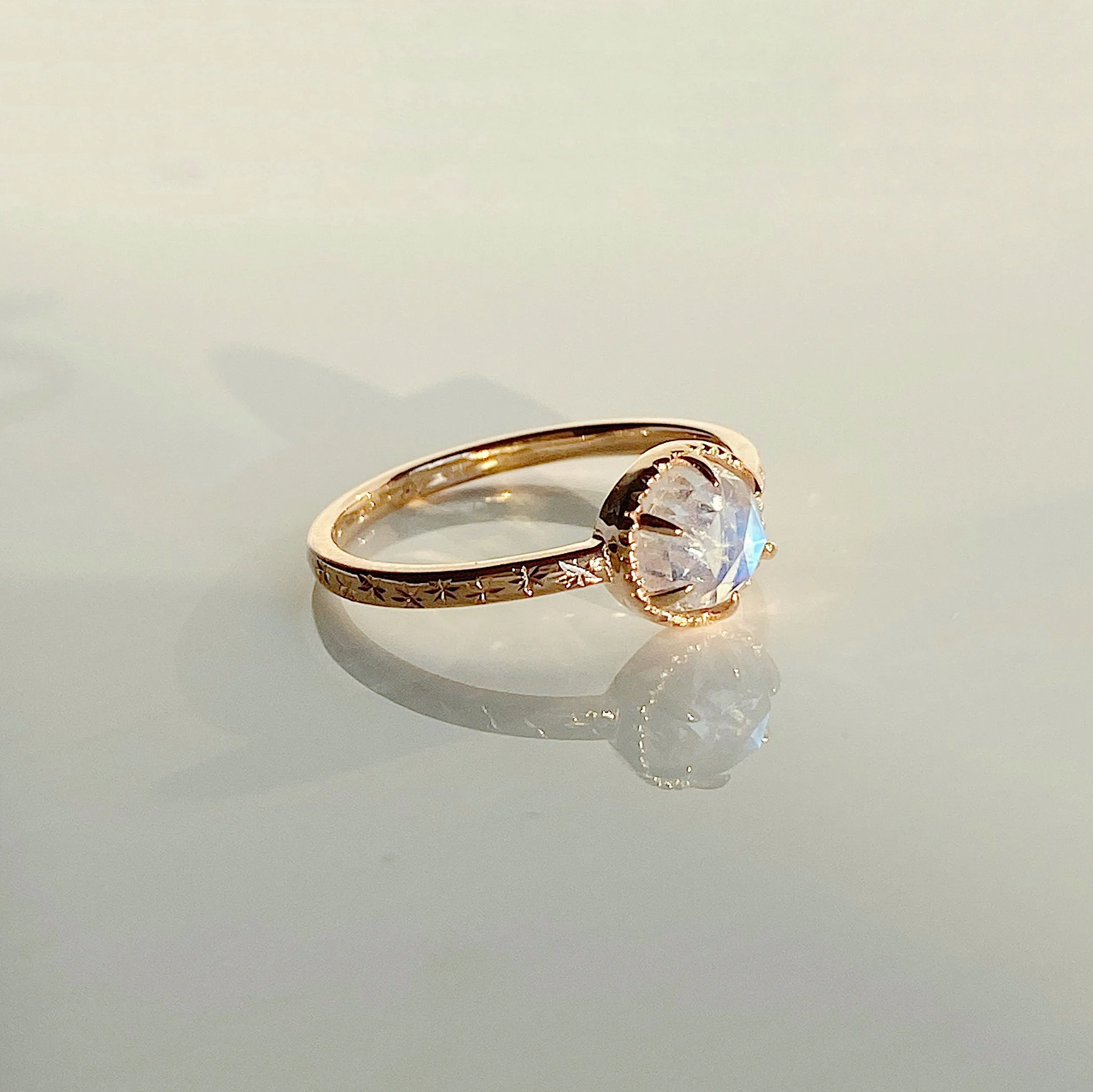 Starry Night Rosecut Moonstone Ring
