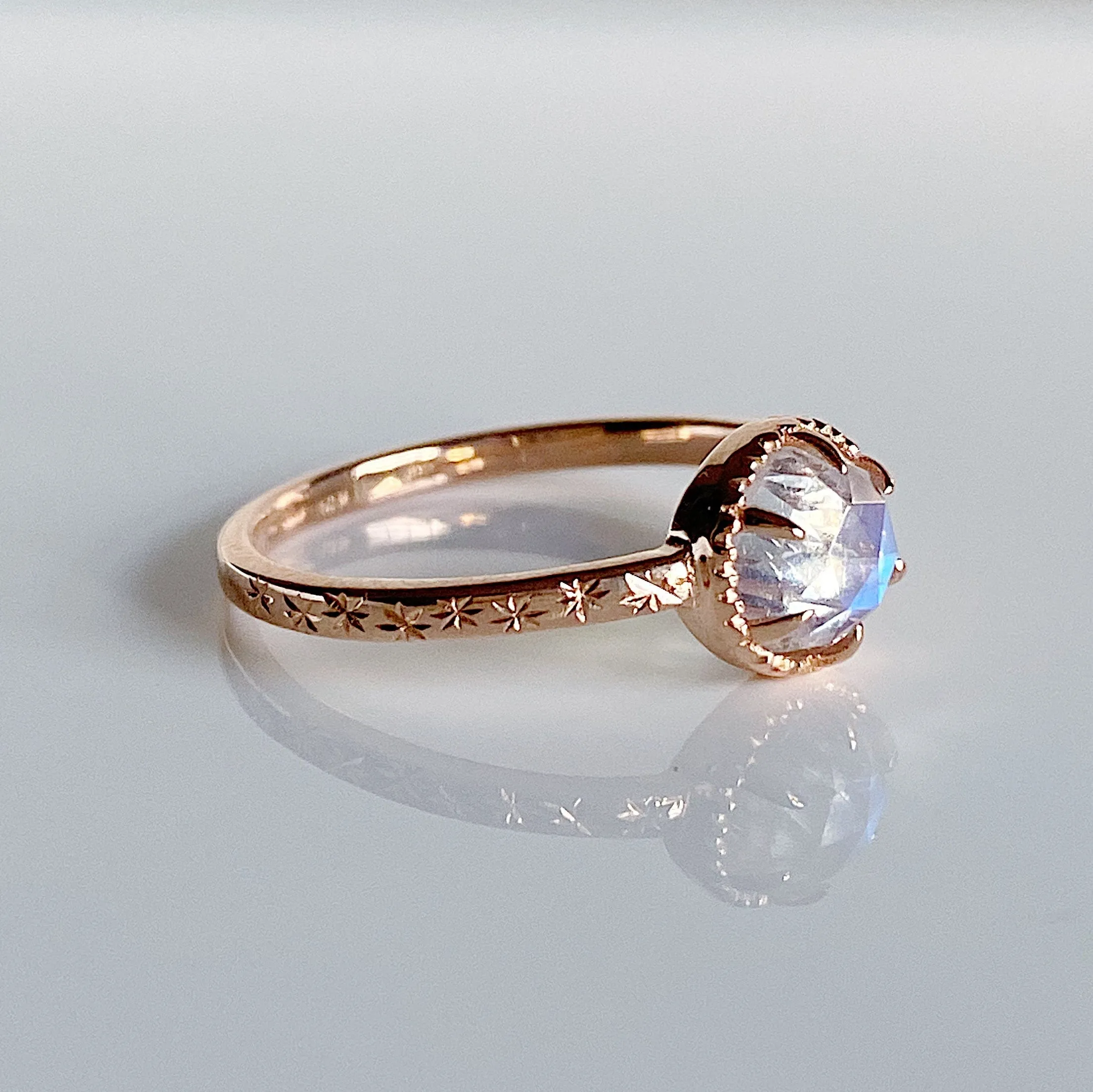 Starry Night Rosecut Moonstone Ring
