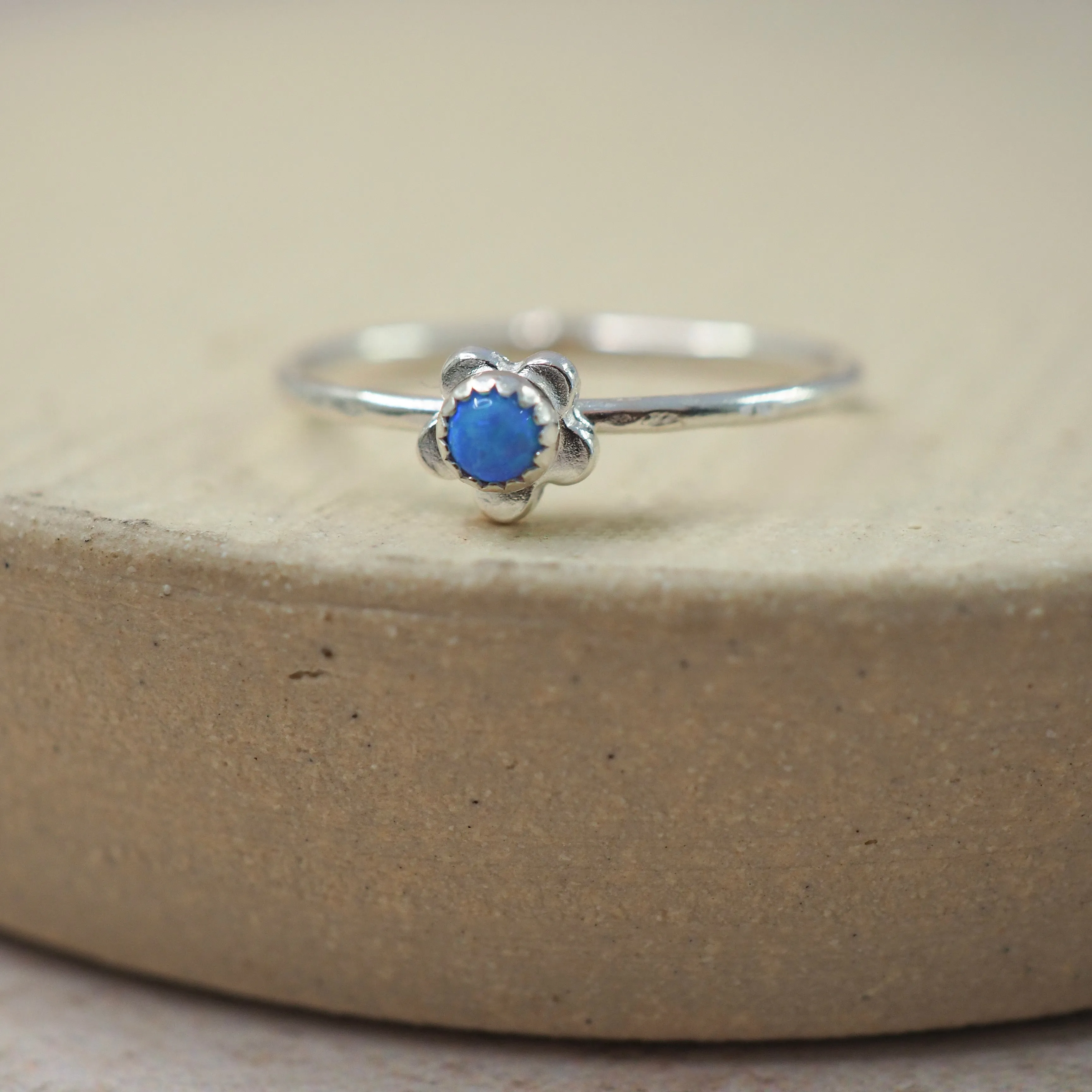 Sterling Silver Birthstone Flower Ring