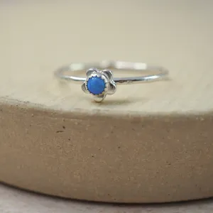 Sterling Silver Birthstone Flower Ring