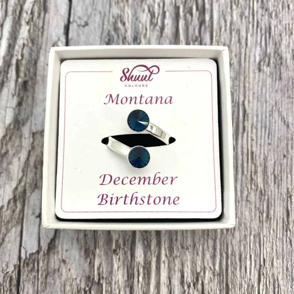 Sterling Silver Birthstone Rings - Adjustable Size - All Months Available